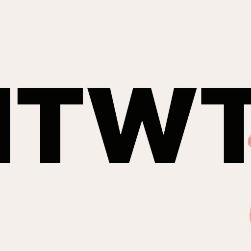 Bold black letters "MTWTF" on a light background, with the final "F" scribbled over in red crayon-like marks—a playful nod to the 4-day week.